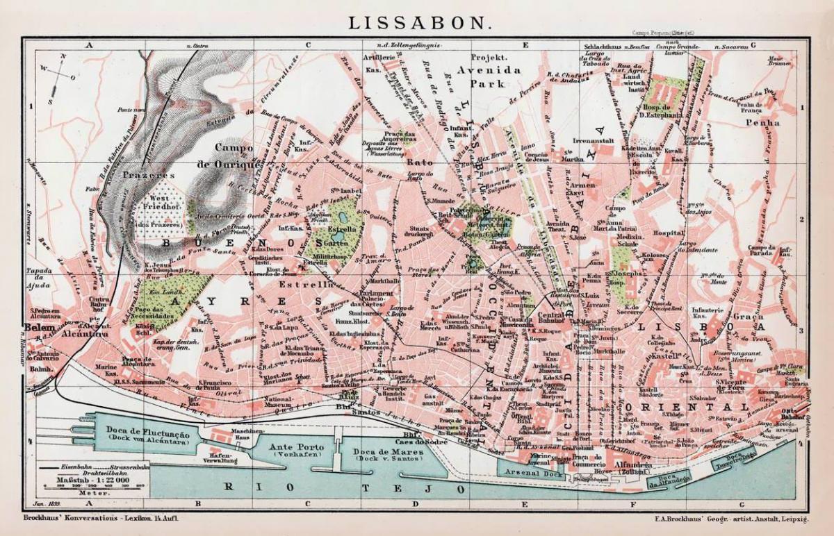Mapa historyczna Lizbony