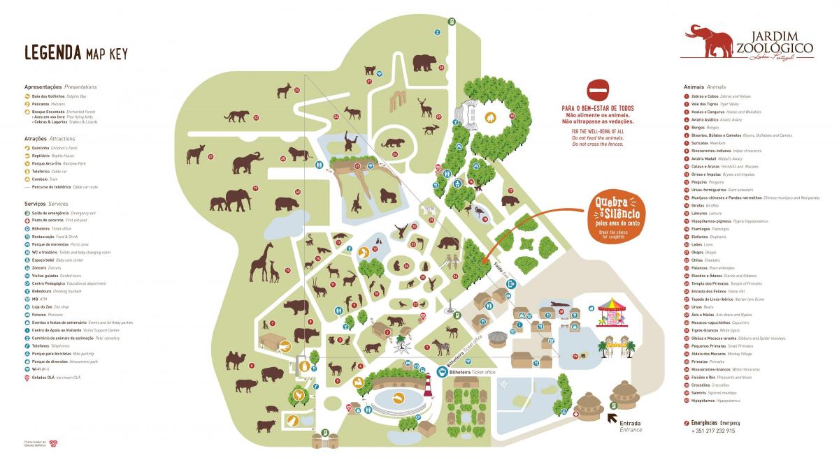 Mapa parku zoo w Lizbonie